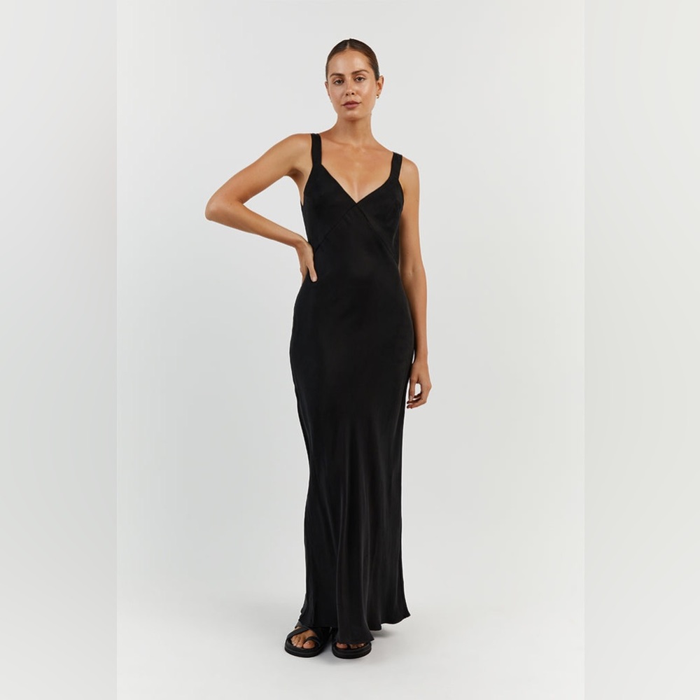 NWT DISSH Kendall Black Slip Midi Dress, Size US 6